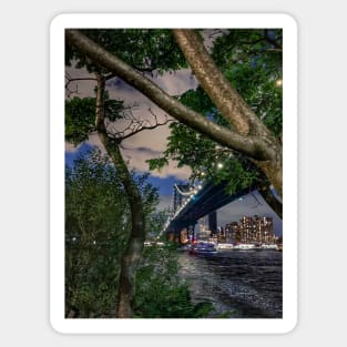 Manhattan Bridge at Night, Dumbo, Brooklyn, New York City Sticker